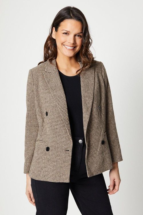 Womens Petite Dogtooth Blazer