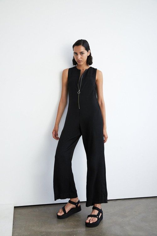 Womens Topstitch Zip Jumpsuit...