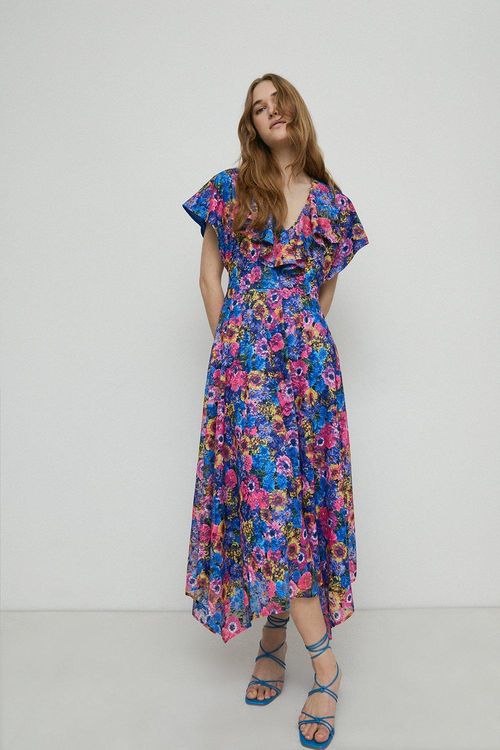 Womens Floral Lace Midi Dress...