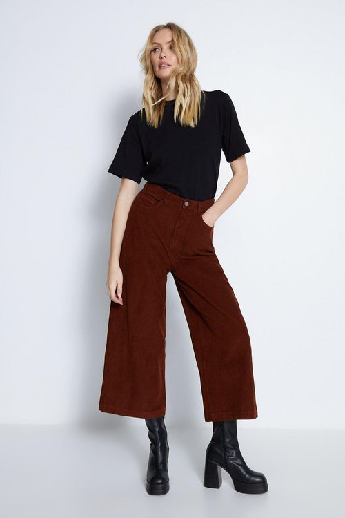 Womens Cord Cropped Wide Leg...