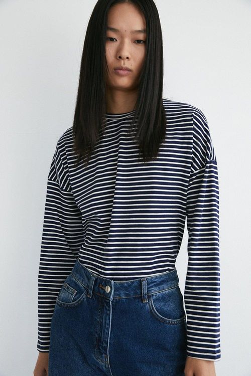 Womens Cotton Stripe Crew...