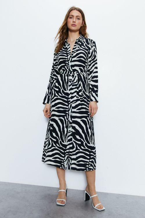 Womens Mono Zebra Belted...