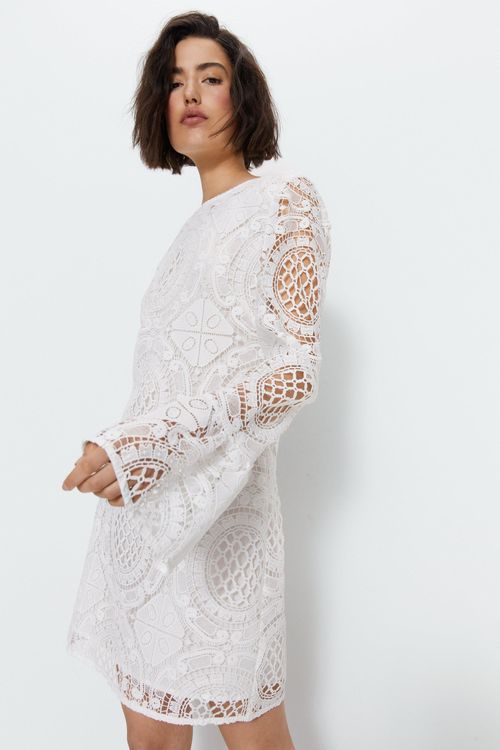 Womens Lace Flute Sleeve Mini...