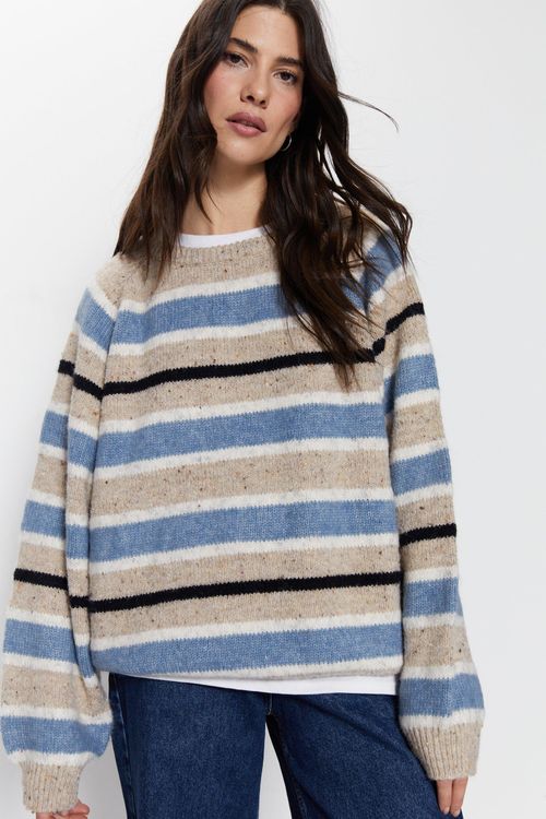 Womens Stripe Crew Neck...