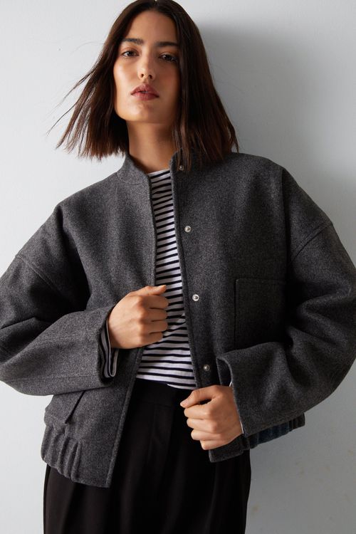 Womens Wool Blend Bomber...