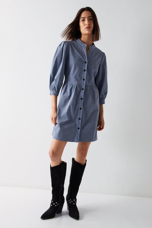 Womens Cord Ruffle Mini Smock...