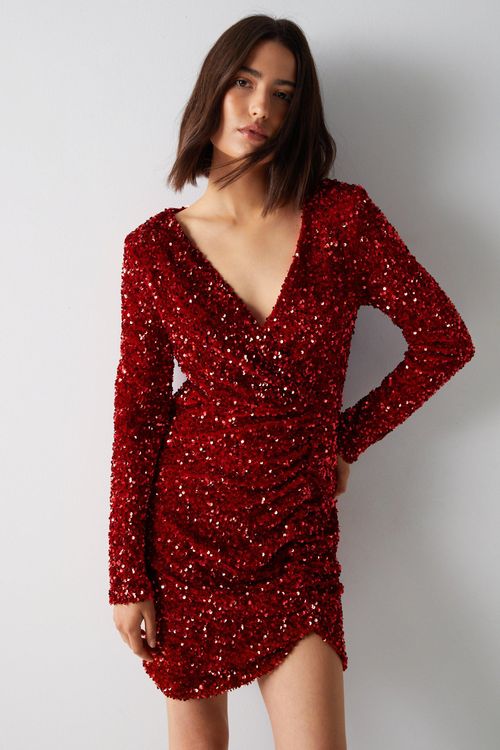 Womens Velvet Sequin Wrap...