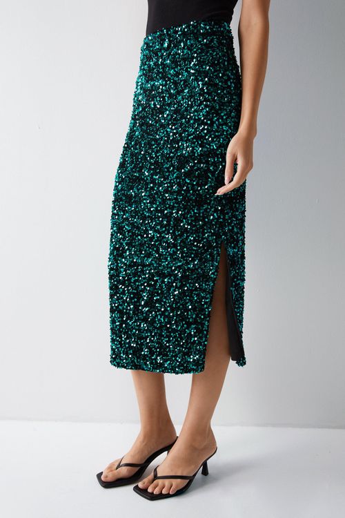 Womens Velvet Sequin Midi...