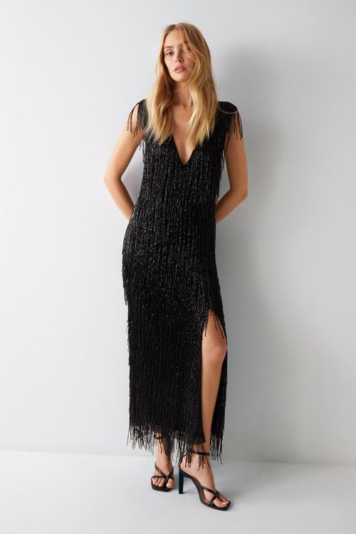 Womens All Over Tassel Beaded...