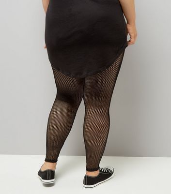 Curves Black Fishnet Leggings New Look 