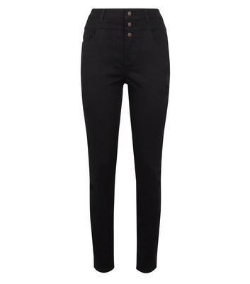 Tall Black High Waist 3 Button Skinny 