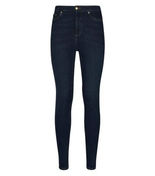 Blue Frayed Hem High Waist Hallie Super Skinny Jeans