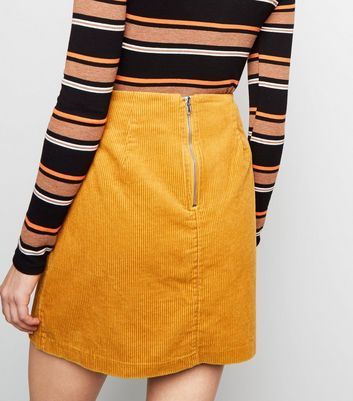 Mustard Yellow Corduroy Mini Skirt New 