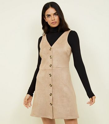 button through pinafore dress