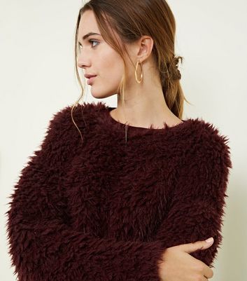 Burgundy Fine Knit Fluffy Jumper New 