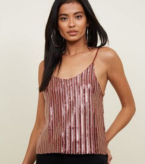 Silver Sequin Stripe T-Shirt