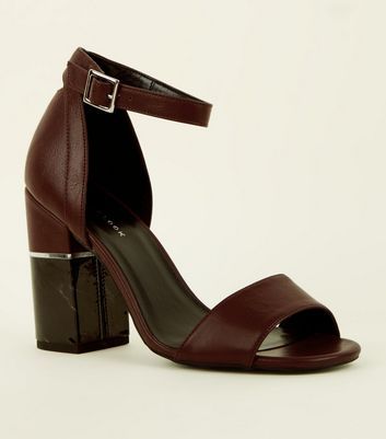 dark brown block heels