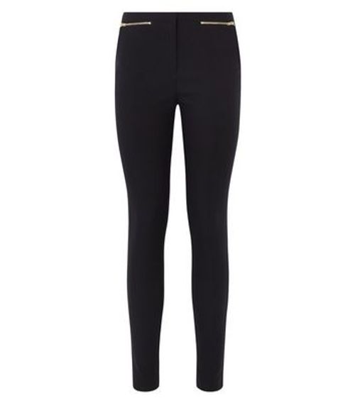 Black Zip Stretch Slim Leg...