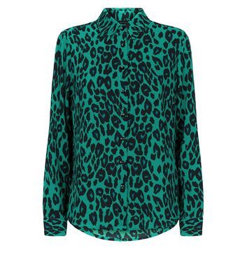 new look green leopard print blouse