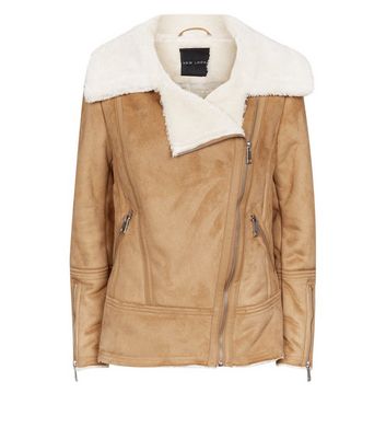 new look shearling biker jacket