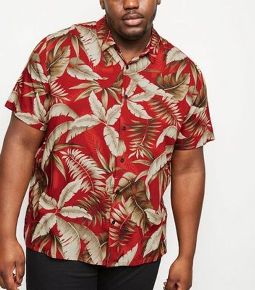 Plus Size Red Leaf Print...