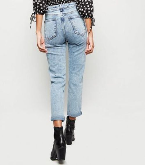 Bright Blue Acid Wash Tori Mom Jeans New Look, Compare