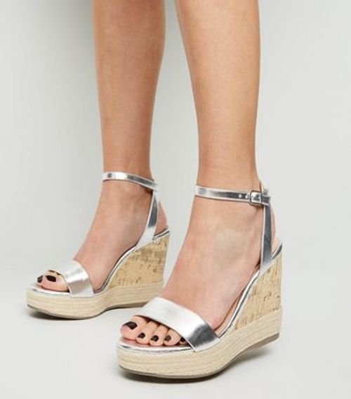 Markeret destillation teleskop Silver Espadrille Trim 2 Part Cork Wedges New Look | Compare | Union Square  Aberdeen Shopping Centre