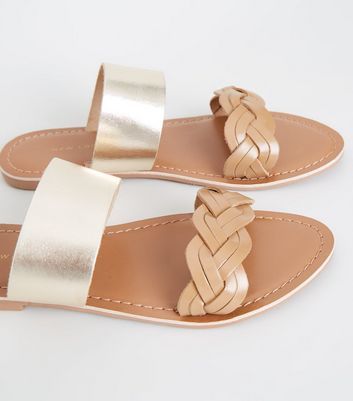 new look tan sliders