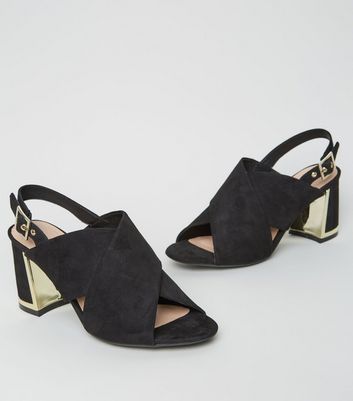 black cross strap heels