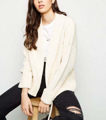 Cream Tie Waist Wrap Cardigan New Look 