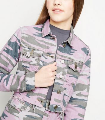 pink camo denim jacket