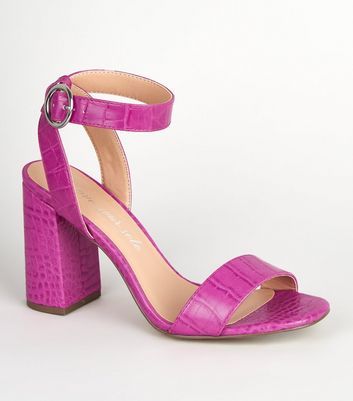 bright pink block heel