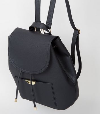 black leather look backpack