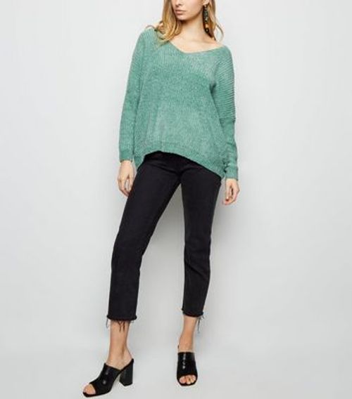 Blue Vanilla Green Chenille V-Neck Jumper New Look, Compare