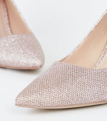 Rose Gold Glitter Court Shoes New Look 