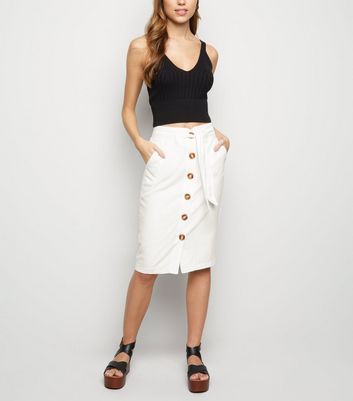 new look white denim skirt