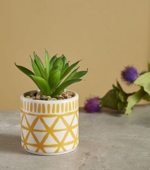 Yellow Aztec Planter New Look