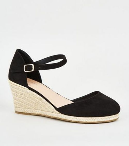 Wide Fit Black Suedette Wedges New Look | | The Oracle