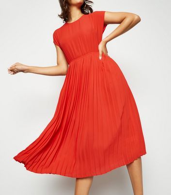 new look red pleated dress