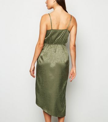 new look green satin dress