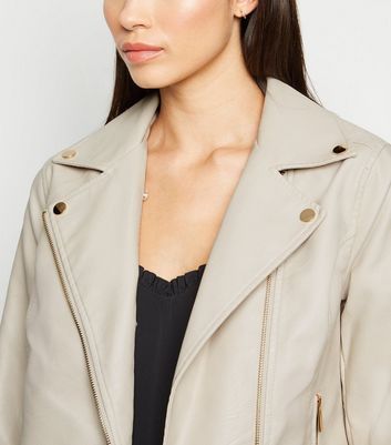 cream leather look jacket
