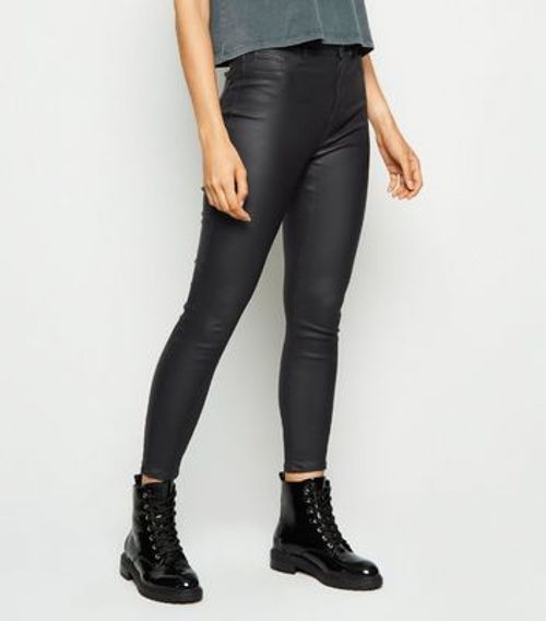 Black Leather-Look Hallie Super Skinny Jeans New Look | Compare | Union  Square Aberdeen Shopping Centre