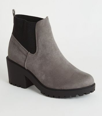 Girls Grey Suedette Chunky Chelsea 