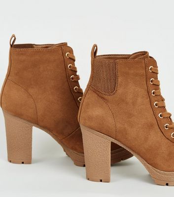 lace up heeled boots new look