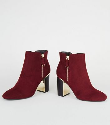 black suedette metal heel ankle boot