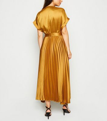 new look mustard satin dress