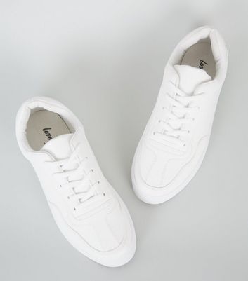 white leather look trainers