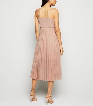 new look gold pleated dress