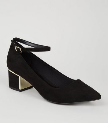 black suedette court shoes