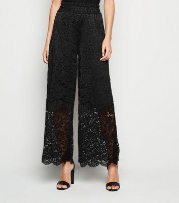 Cameo Rose Black Lace Wide Leg Trousers 